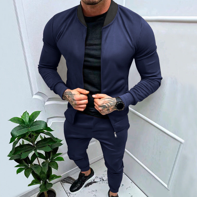 Herren Sportanzug Modern Stehkragen Reißverschlusstaschen