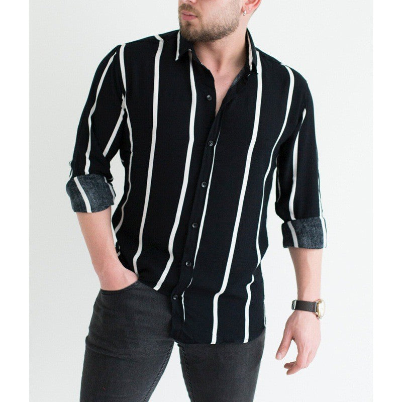Herren Langarmhemd mit Streifenmuster Modern Slimfit