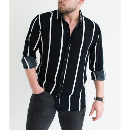 Herren Langarmhemd mit Streifenmuster Modern Slimfit