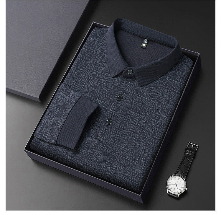 Herren Langarmbluse Elegant Strukturiert Modern