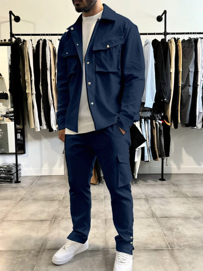 Herren Freizeit Set Cargo Hose Jacke Funktionell