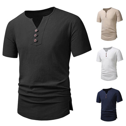 Herren T-Shirt Kurzarm Modern Knopfdesign Elegant