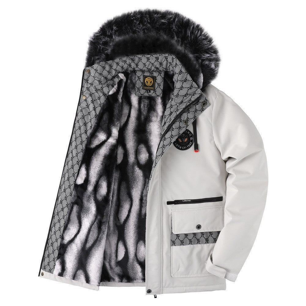 Herren Winterjacke Isoliert Wasserdicht Abnehmbarer Kragen