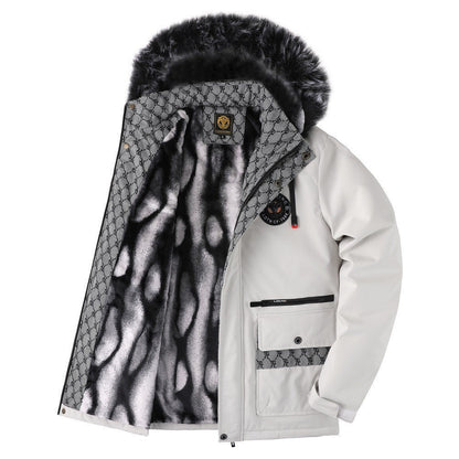 Herren Winterjacke Isoliert Wasserdicht Abnehmbarer Kragen