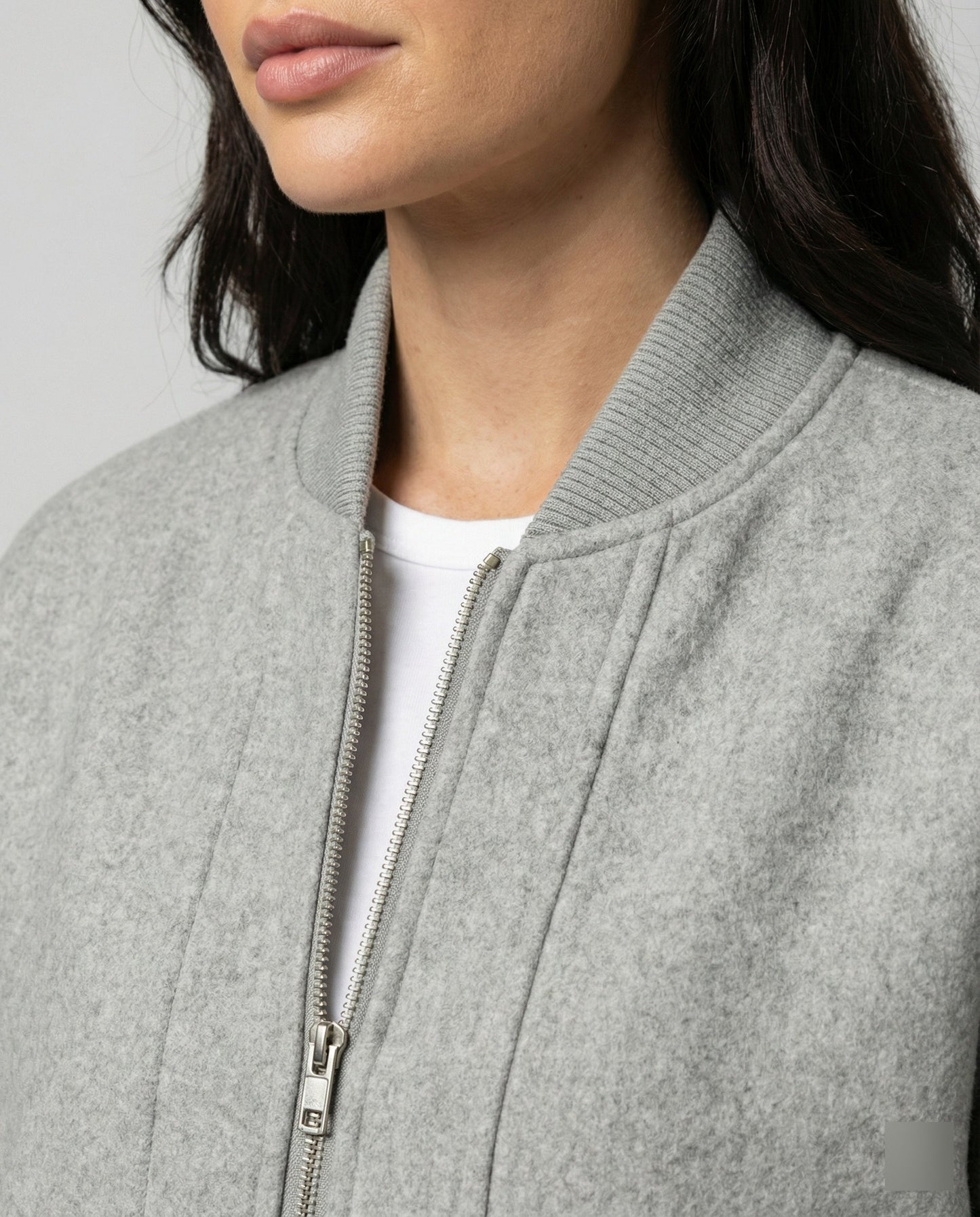 Damen Oversized Wolljacke Stehkragen Gerippter Saum Großmaß Damenjacke