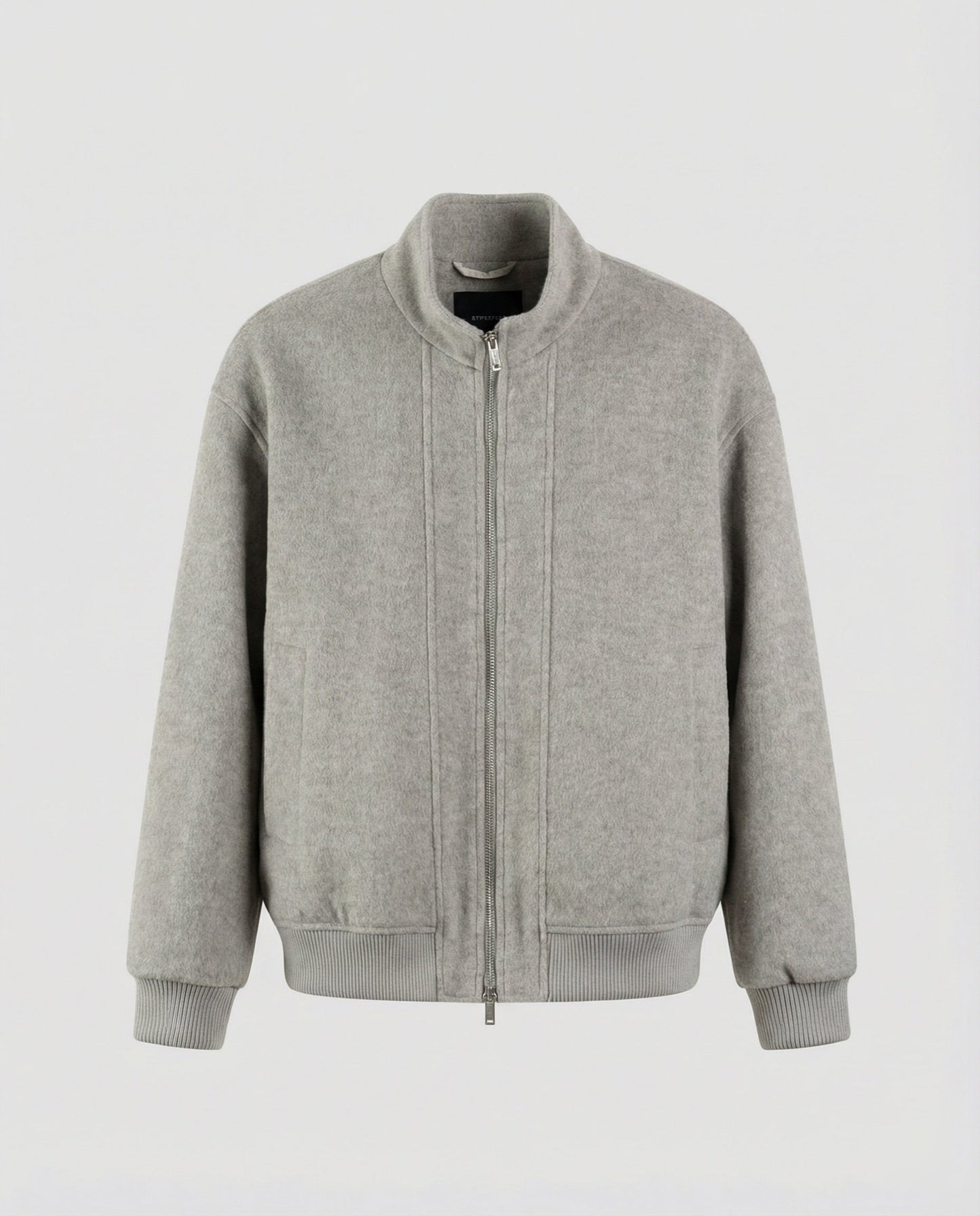 Damen Oversized Wolljacke Stehkragen Gerippter Saum Großmaß Damenjacke