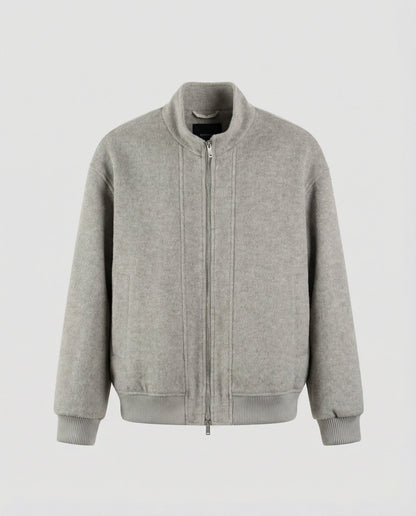 Damen Oversized Wolljacke Stehkragen Gerippter Saum Großmaß Damenjacke