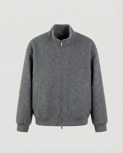 Damen Oversized Wolljacke Stehkragen Gerippter Saum Großmaß Damenjacke