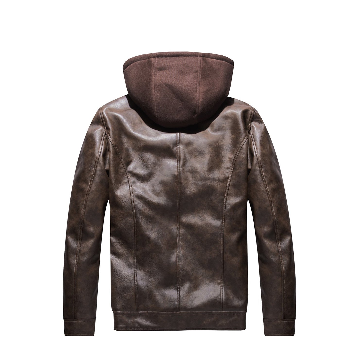 Lederjacke Herren mit Kapuze Schwarz Modern