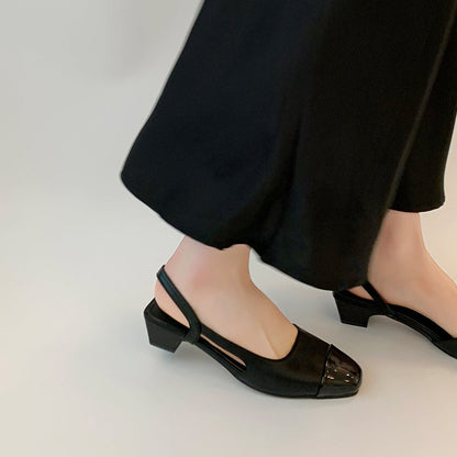 Damen Sling Pumps Glänzend Elegant Schwarz - BerlinGlamour