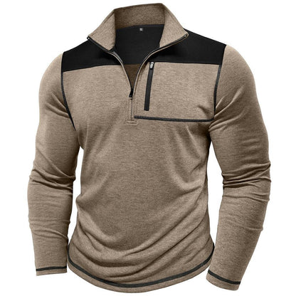 Herren Pullover Sportlich Half-Zip mit Brusttasche Modern