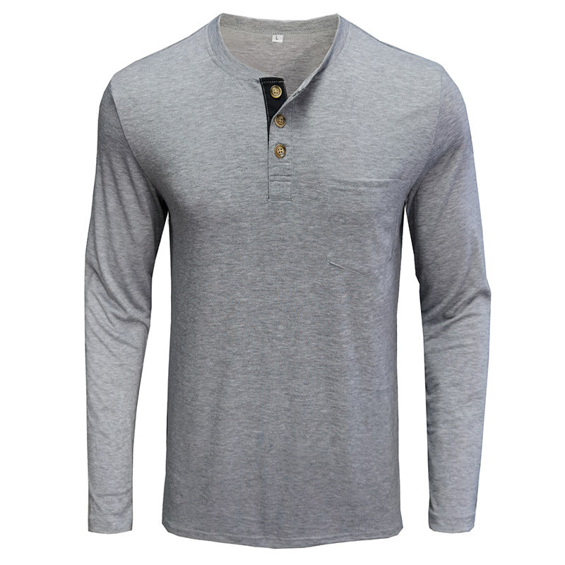 Herren Langarmshirt Modern Knopfdetails Elegant