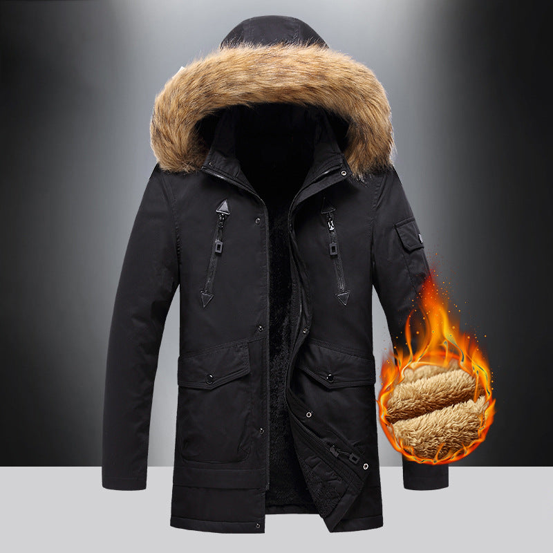 Herren Winterjacke Isoliert Warm mit Kunstfellkragen