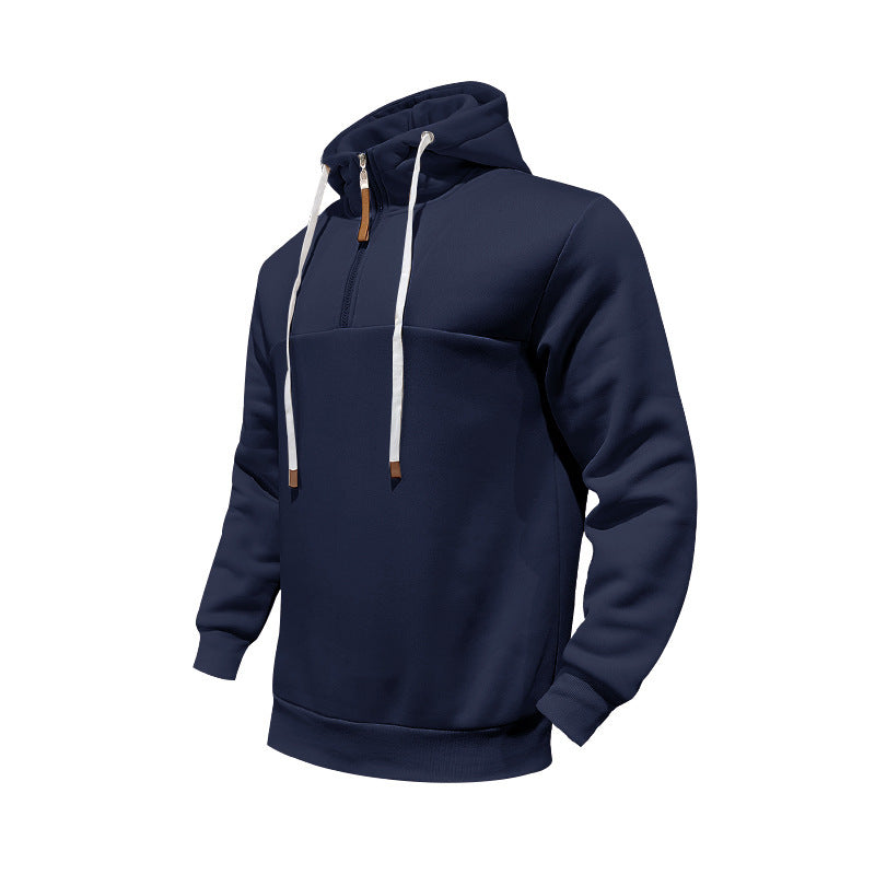 Herren Kapuzenpullover Halbzipper Taschen Funktionell Schwarz