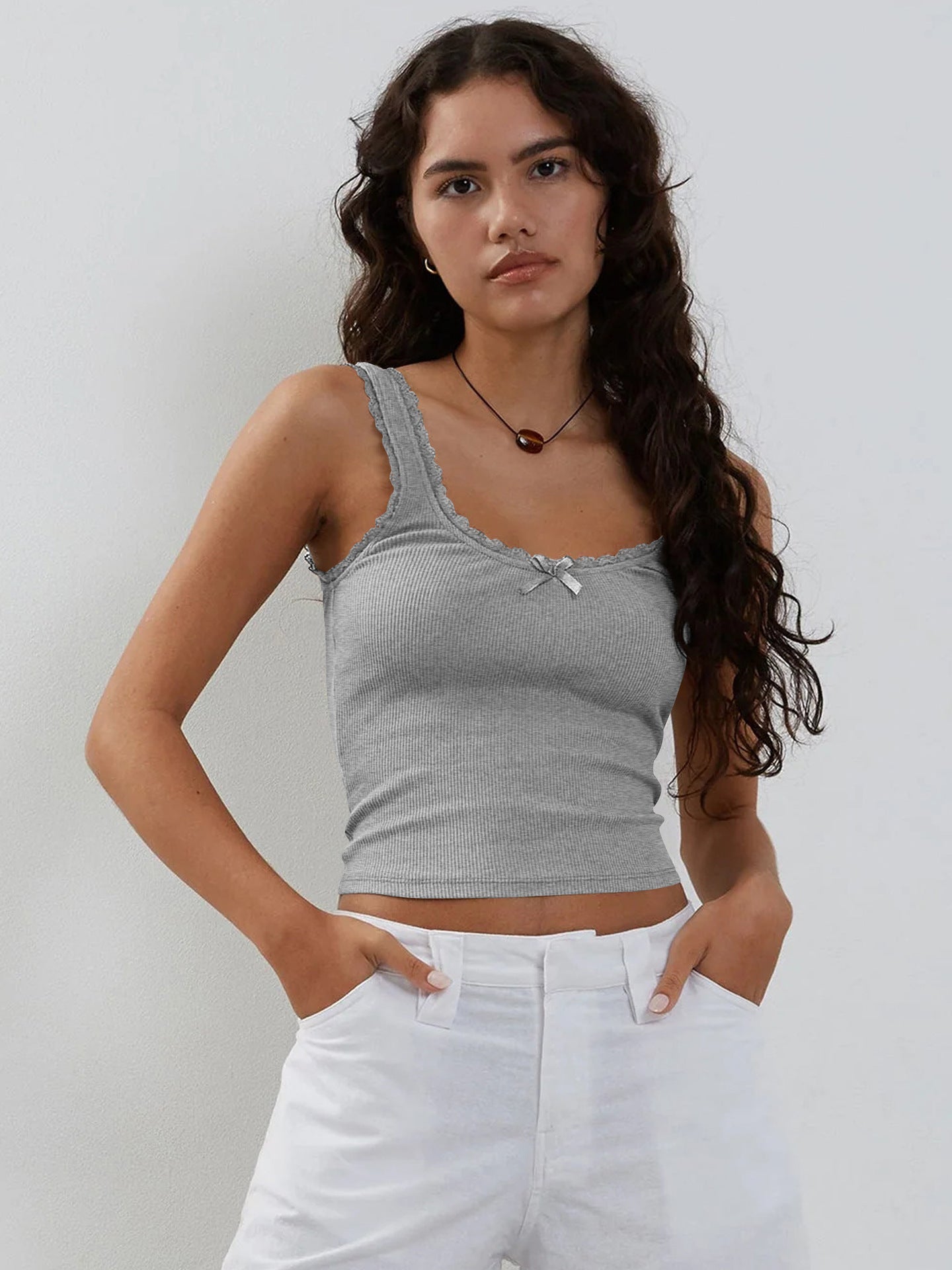 Damen Oberteil Rippen Top Trendy Modisch