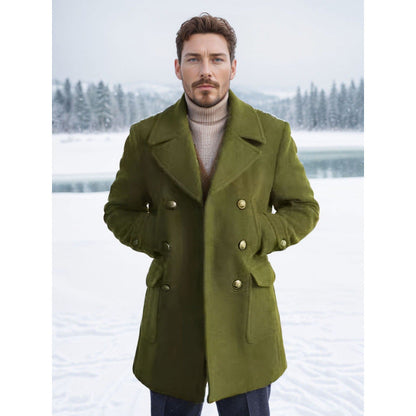 Herren Wintermantel Doppeltbreit Eleganter Langmantel
