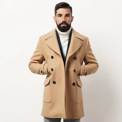 Herren Wintermantel Doppeltbreit Eleganter Langmantel
