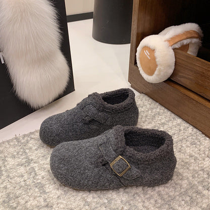 Warme Damen Hausschuhe aus Wolle mit Riemen Winter - BerlinGlamour