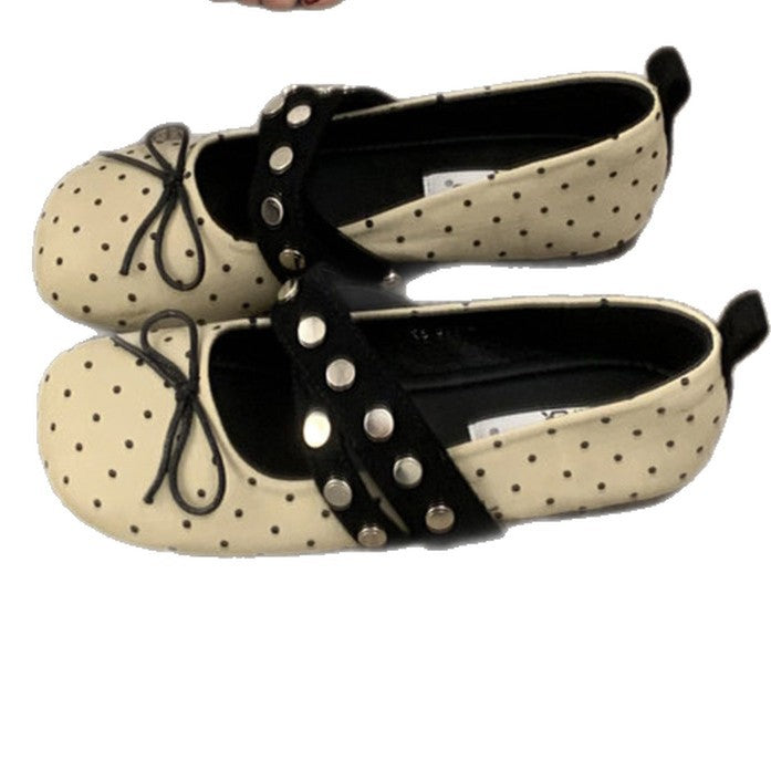 Damen Ballerinas mit Punkten und Schnalle Modern - BerlinGlamour