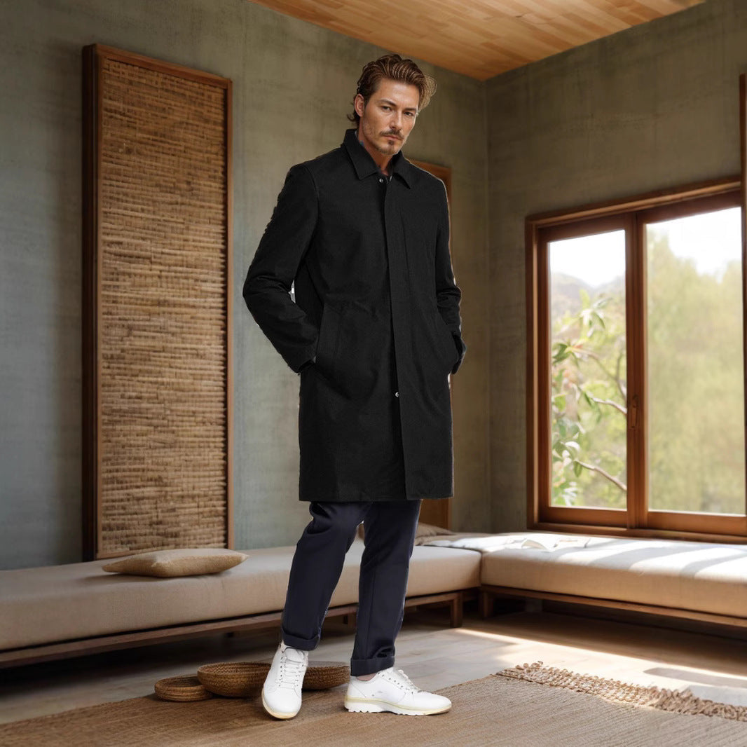 Herren Mantel Eleganter Wintermantel Mit Taschen