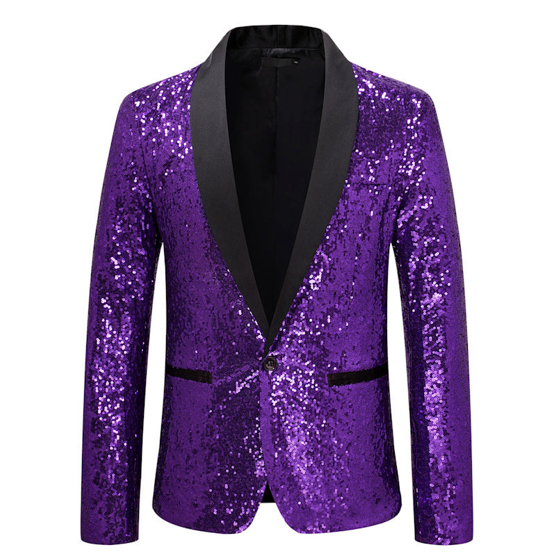 Herren Paillettenblazer Glänzend Elegant Revers