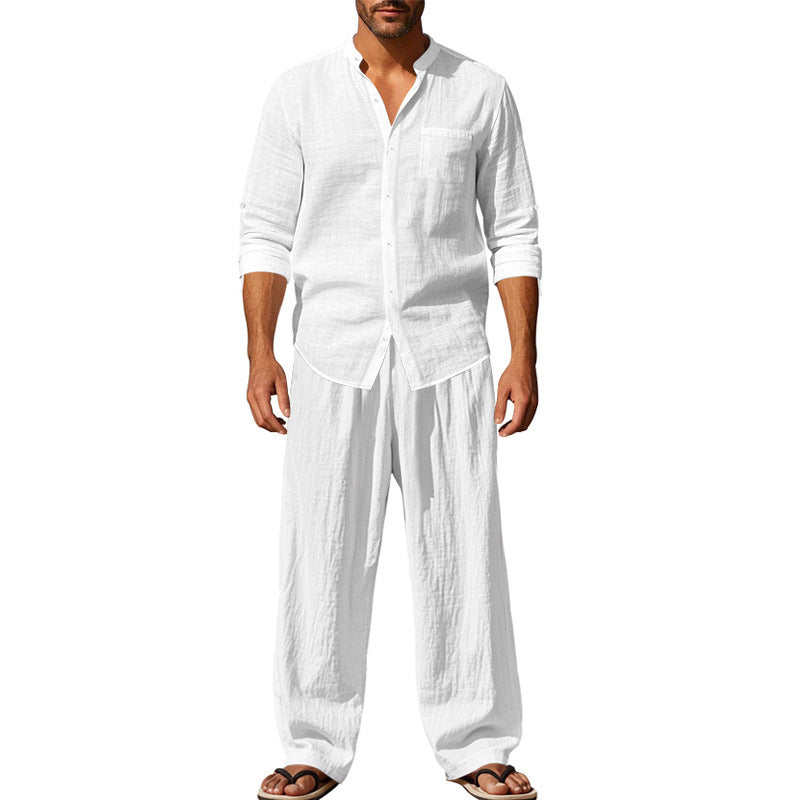 Herren Leinenhemd mit elastischen Hosen Sommer