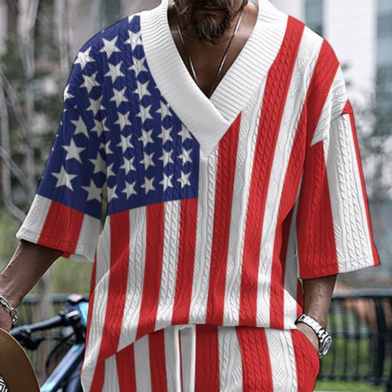 Herren T-Shirt Amerikanische Flagge Moderner Schnitt - BerlinGlamour