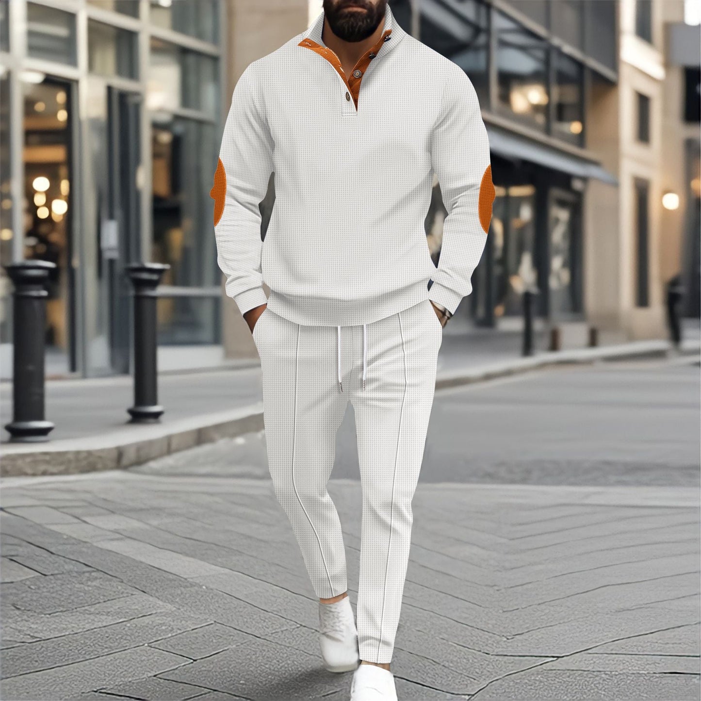 Herren Sportset Pullover und Hose JoggingSet Strukturiert Modern