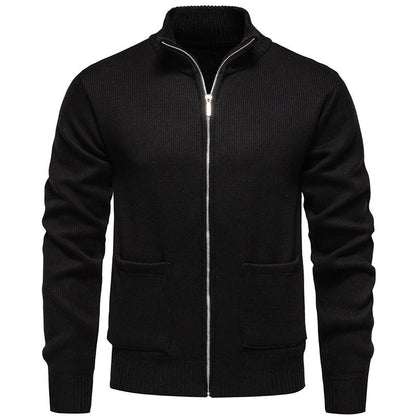 Herren Strickjacke Lässig mit Kragen und Taschen