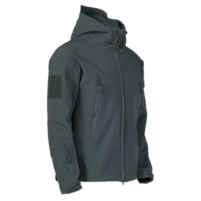 Herren Softshell-Jacke Wasserdicht mit verstellbarem Kapuzen und Taschen