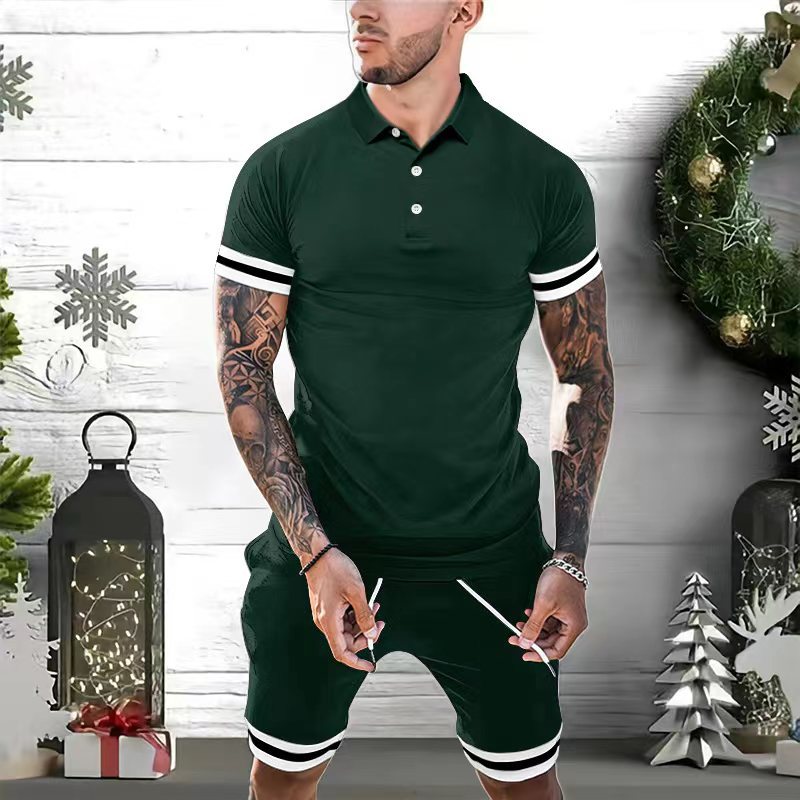 Herren Sportset Poloshirt und Shorts Sportlich Sommer