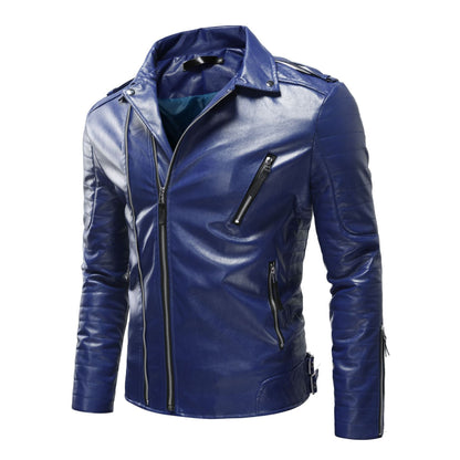 Leder Bikerjacke Herren mit Reißverschluss und Taschen