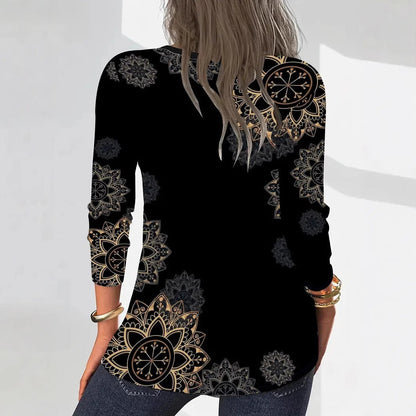 Frauen Bluse Floral Print Modern Reißverschluss