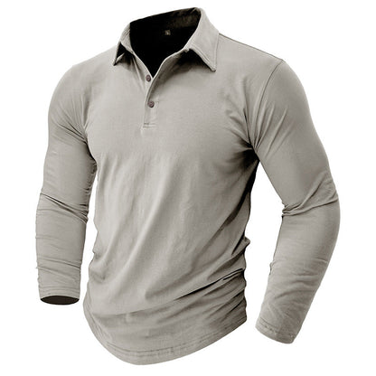 Herren Poloshirt Langarm Elegant Hochwertig Baumwolle