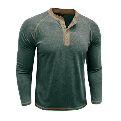 Herren Langarmshirt Weich Baumwolle Kontrastdetails Modern