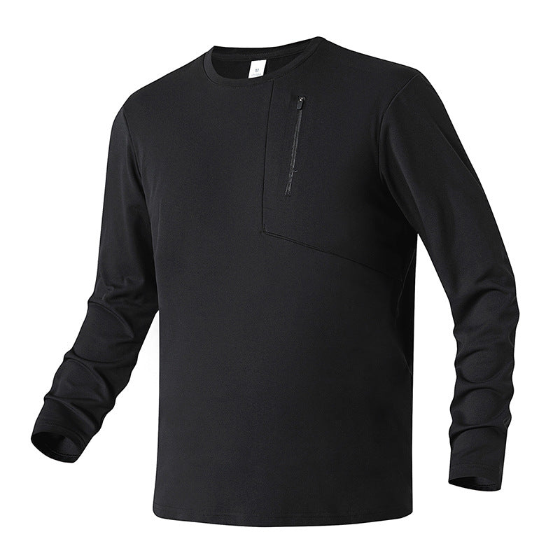 Herren Funktionsshirt Atmungsaktiv Reißverschluss Tasche Sport