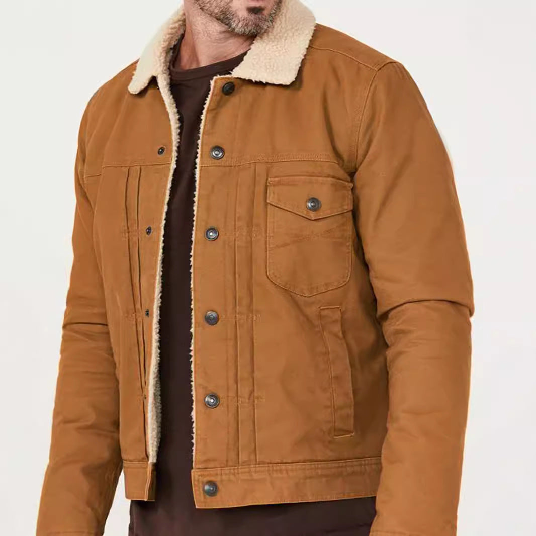 Herren Lederjacke Fleece Gefüttert Bikerstil Schwarz