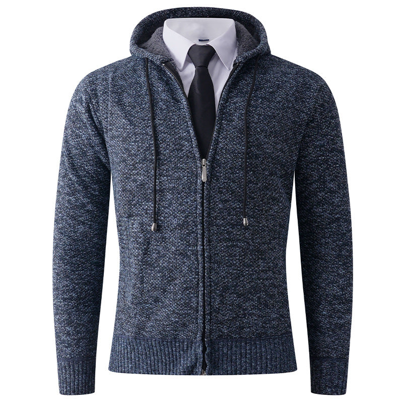 Herren Strickjacke Kapuzenjacke Reißverschluss Modern