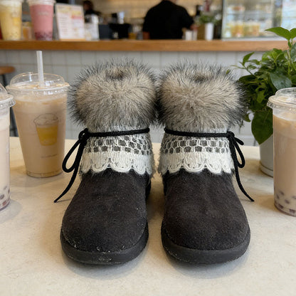 Damen Winterstiefel Bequem Fellkragen Warme Schneestiefel Damen