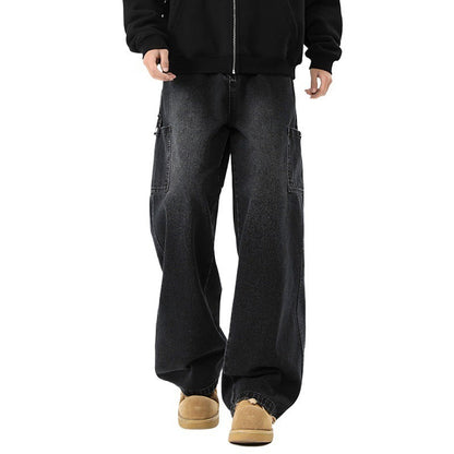 Herren Cargo Jeans Weit Bequem Modern