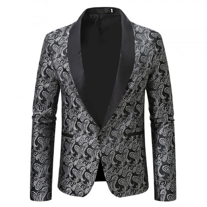 Herren Smokingjacke Elegant mit Muster Schwarz - BerlinGlamour