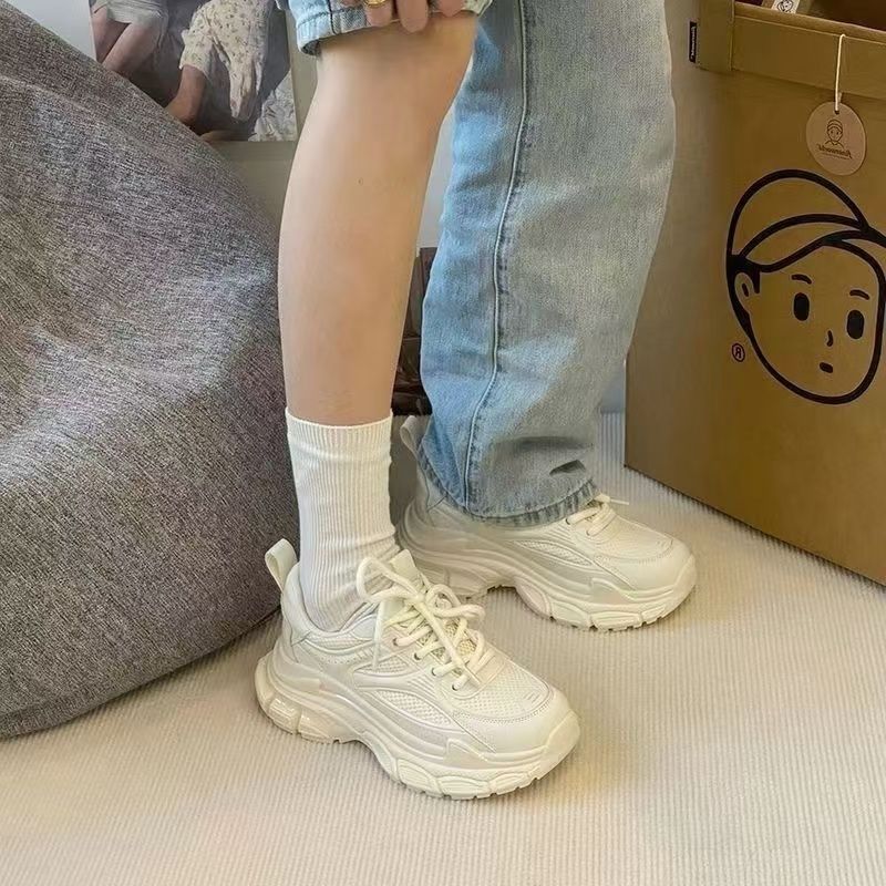 Damen Sneaker Sportlich Atmungsaktiv Mesh Weiße Sohle