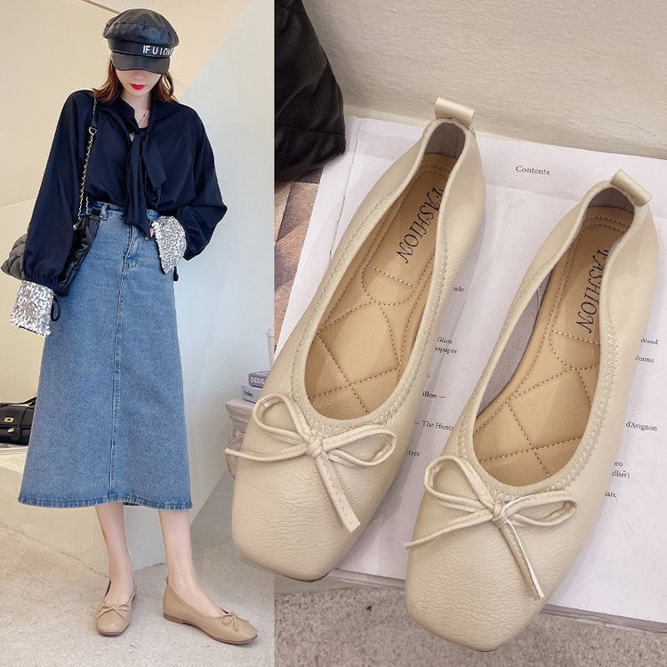 Elegante Damen Ballerinas mit Schleife Hochwertig Leder - BerlinGlamour