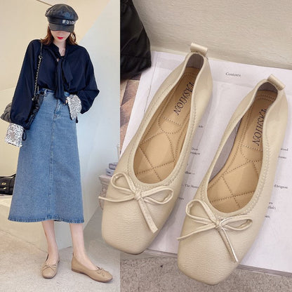 Elegante Damen Ballerinas mit Schleife Hochwertig Leder - BerlinGlamour