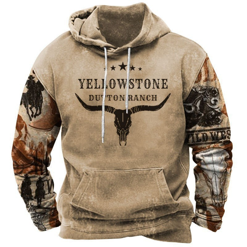 Männer Pullover Kapuze Western Design Cowboy Style