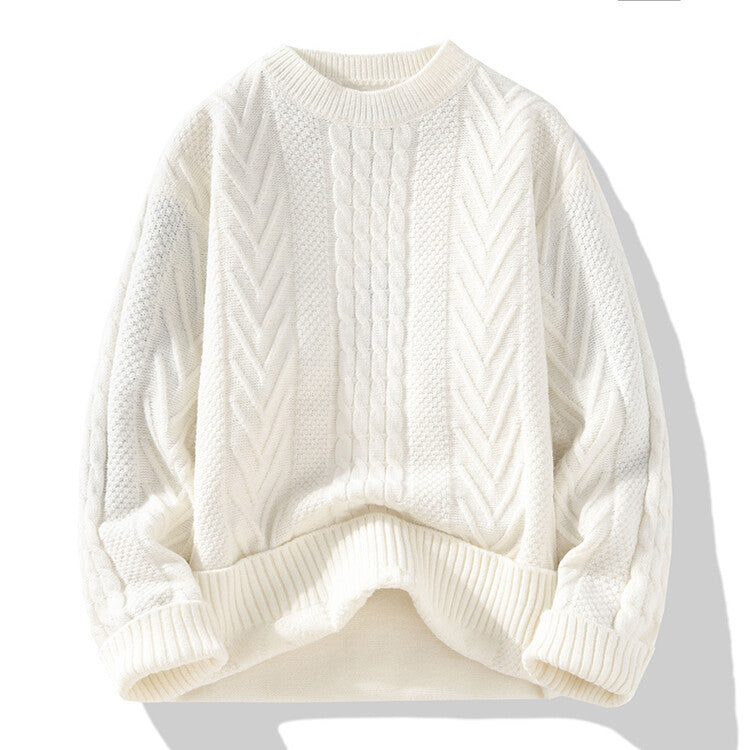 Herren Pullover Grobstrick Lässig Zopfmuster - BerlinGlamour
