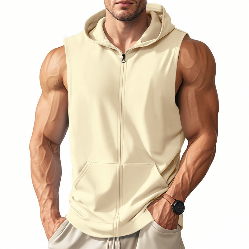 Herren Fitness-Hoodie Ärmellos Reißverschluss Sportlich Modern