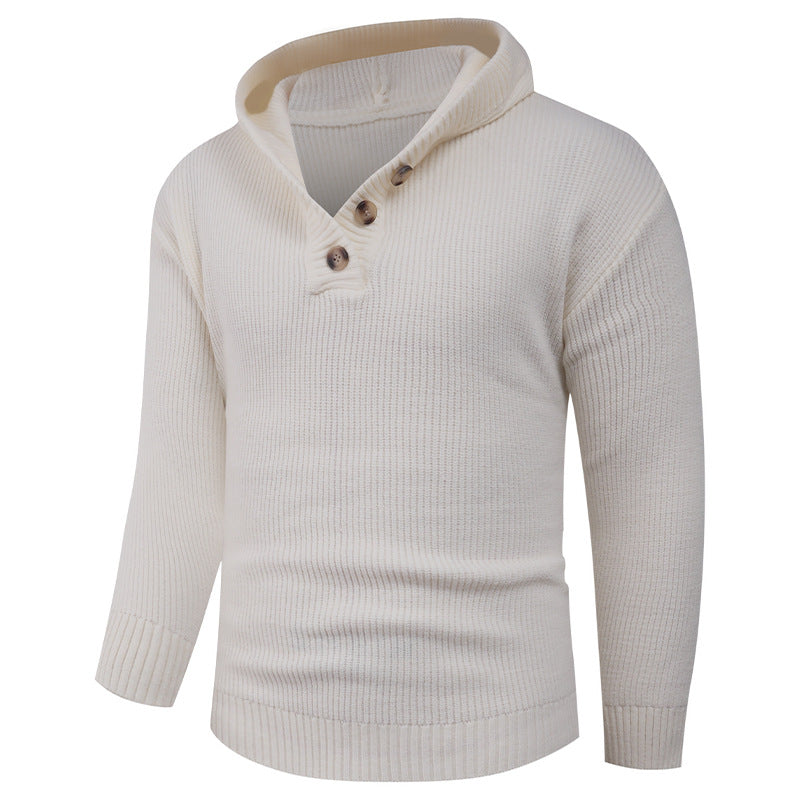 Herren Pullover Schalkragen Elegante Knöpfe Modern