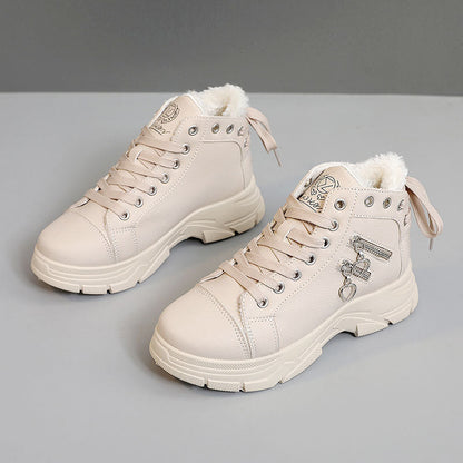 Damen Sneaker High-Top Fleece-Innenleben Reißverschluss - BerlinGlamour