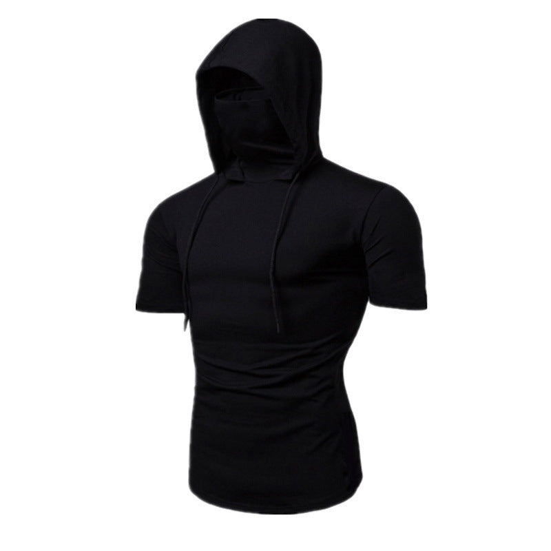 Herren Sport T-Shirt mit Mundschutz Bequem atmungsaktiv